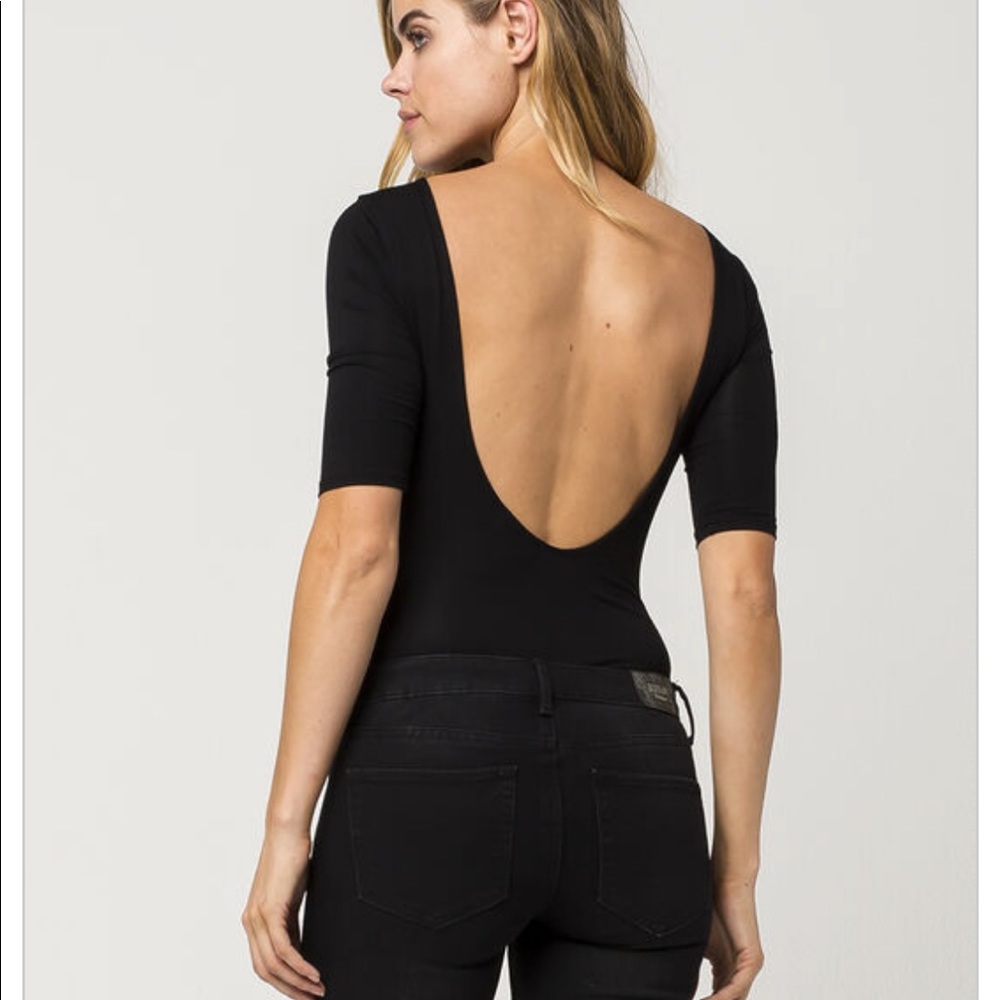 Black open back bodysuit